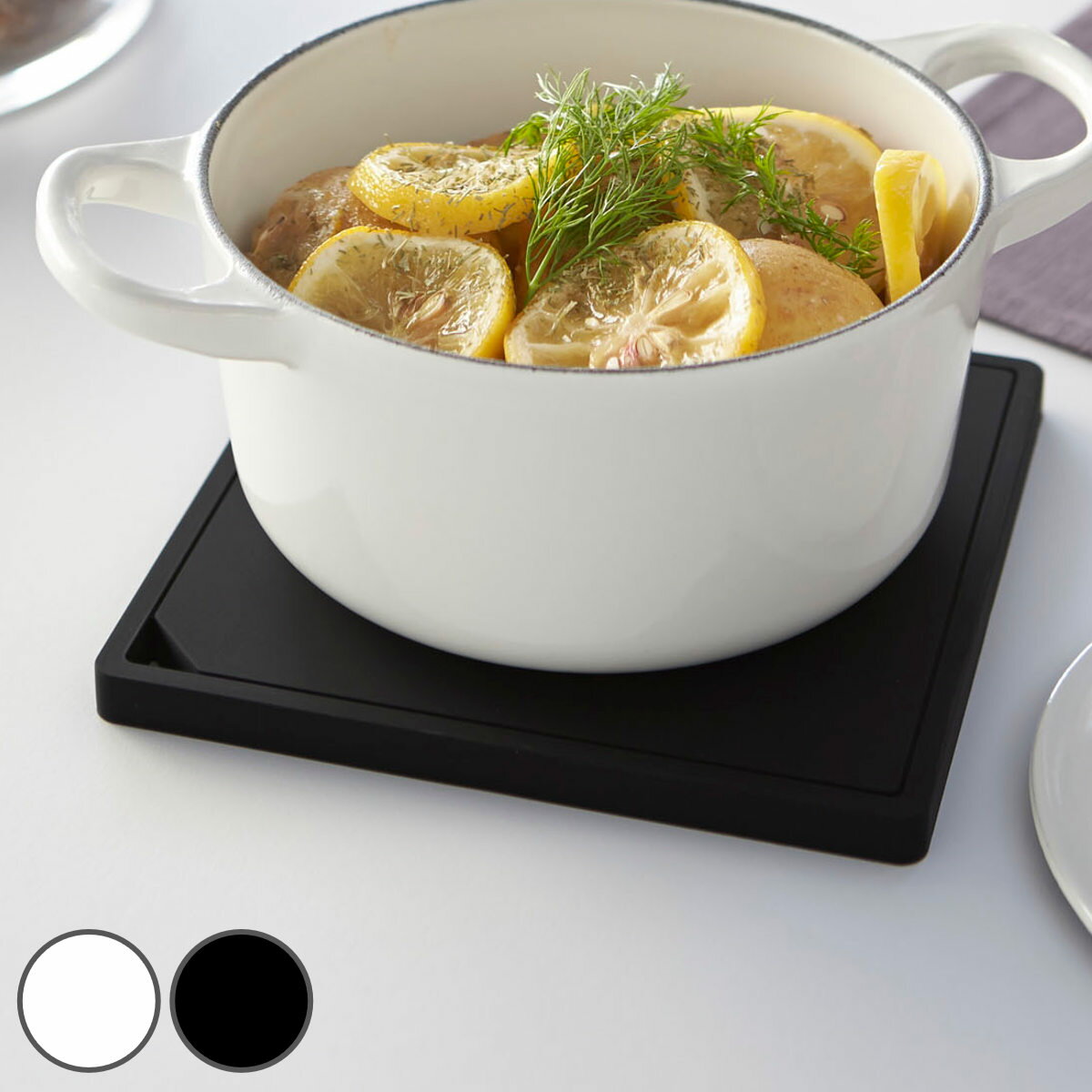 山崎実業 tower シリコン鍋敷き タワー 角型 丸型 （ 4903208029520 タワーシリーズ 鍋敷き なべ敷き 鍋敷 鍋しき シリコン トリベット 台所 キッチン キッチン雑貨 白 黒 towerシリーズ ホワイト ブラック 山実 山崎 yamazaki ）【39ショップ】