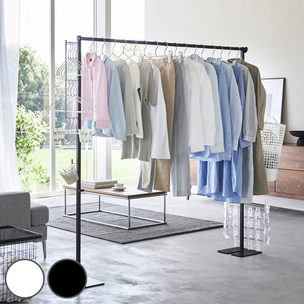 【レビュー特典付き】 山崎実業 tower 折り畳み室内物干し 1連 2連 タワー ( 4903208066198 タワーシリーズ 折り畳み 折りたたみ おりた...