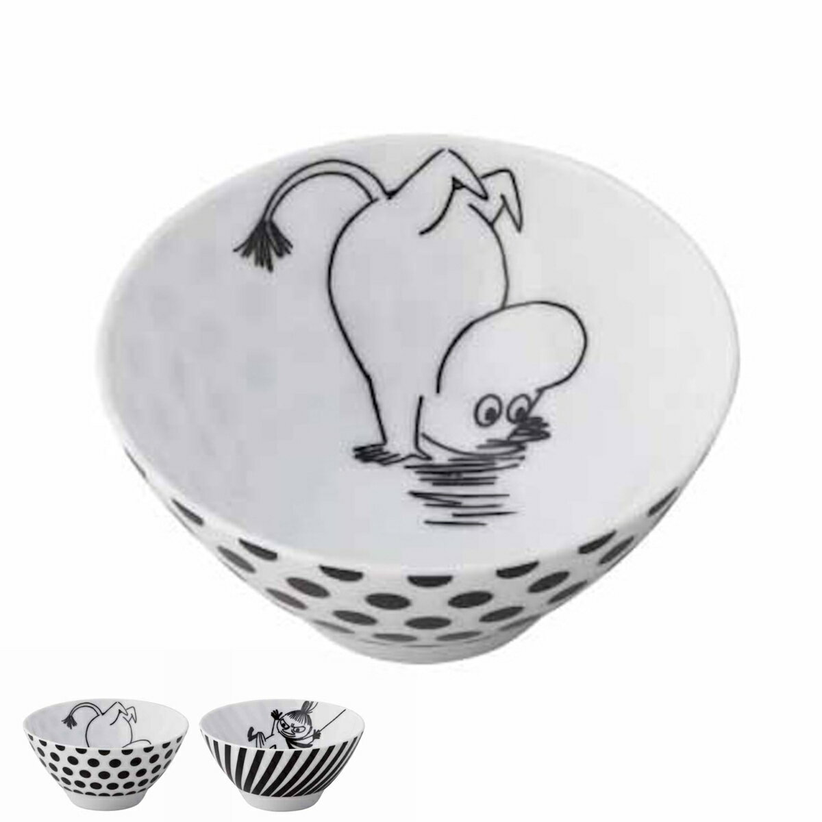 Thai Blue-White - 茶碗 MOOMIN ライスボウルM （ 11.5cm 食洗機対応 電子レンジ対応 磁器 還元磁器 日本製 お茶碗 茶わん ごはん 食器 ムーミン ミイ モノクロ モノトーン おしゃれ シンプル 北欧 モダン キャラクター ）【39ショップ】