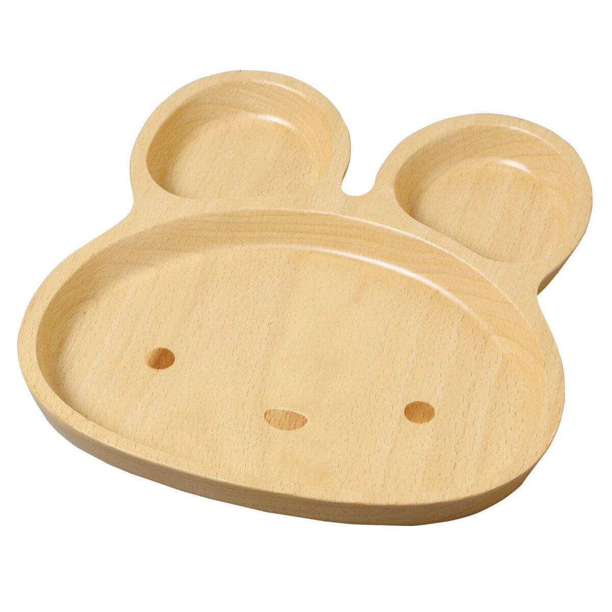 ランチプレート 22cm 子供用 うさぎ 木製 ブナ ( ランチ皿 仕切り皿 子供用食器 子ども用 天然木 キッズ ジュニア アニマル 動物 ウサギ 軽い 割れ...