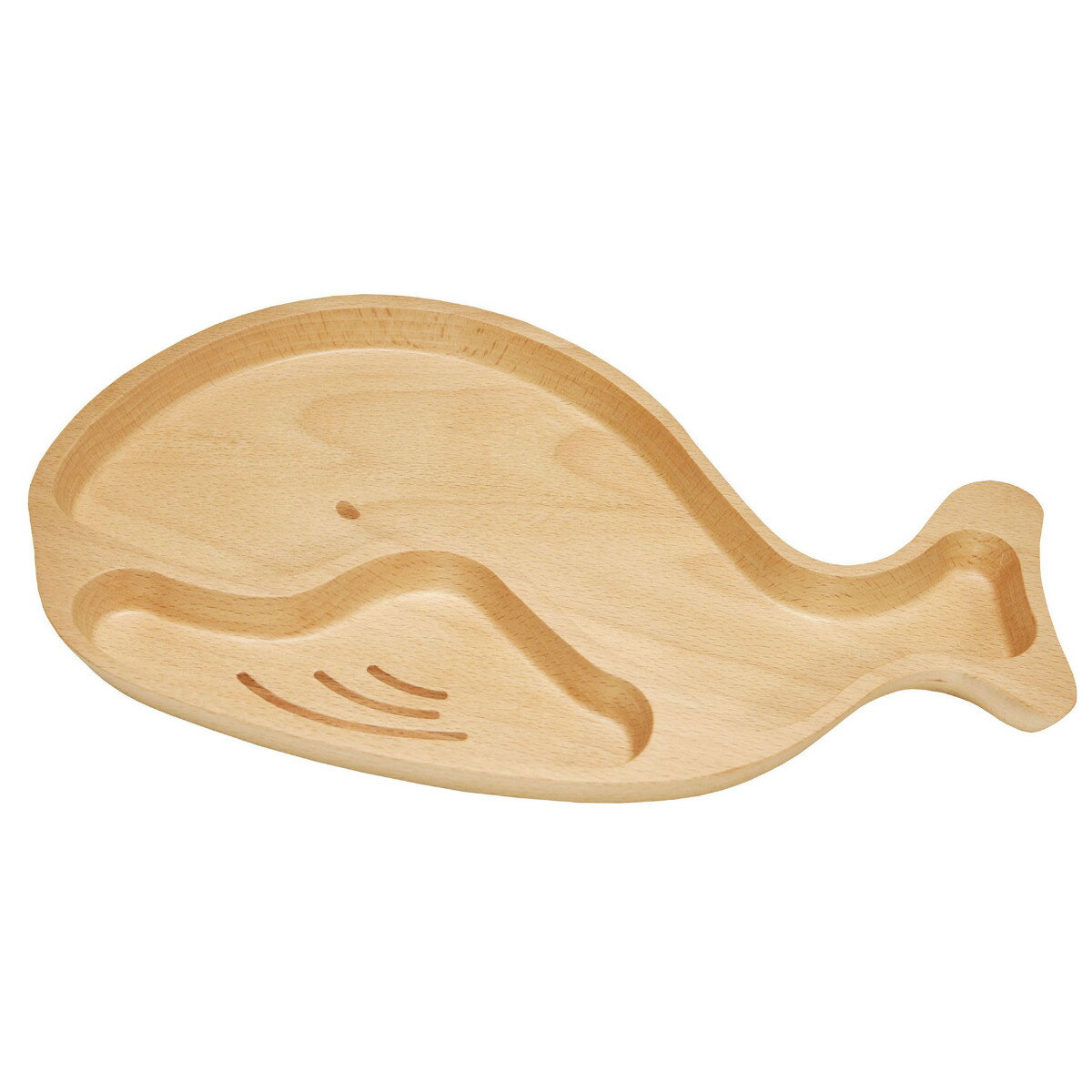 ランチプレート 30cm 子供用 くじら 木製 ブナ ( ランチ皿 仕切り皿 子供用食器 子ども用 天然木 キッズ ジュニア アニマル 動物 クジラ 軽い 割れ...
