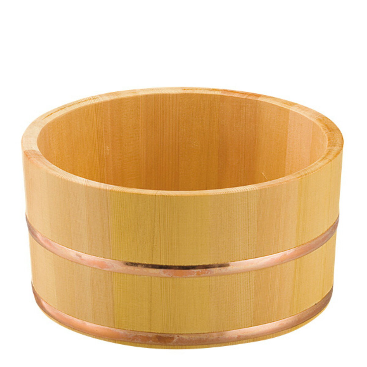 湯桶 木製 銅タガ 椹 サワラ （ 湯おけ 天然木 風呂桶 桶 おけ 風呂おけ 洗面器 お風呂 木 さわら ウォッシュボール 銭湯 温泉 取っ手 木目 すくいやすい 軽量 レトロ 日本製 ）【39ショップ】