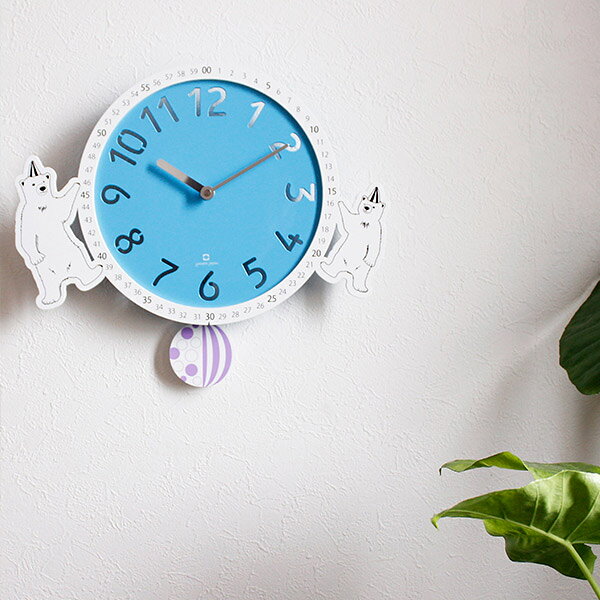 振り子時計 ヤマト工芸 yamato 掛け時計 クロック 動物 シロクマ 壁掛け