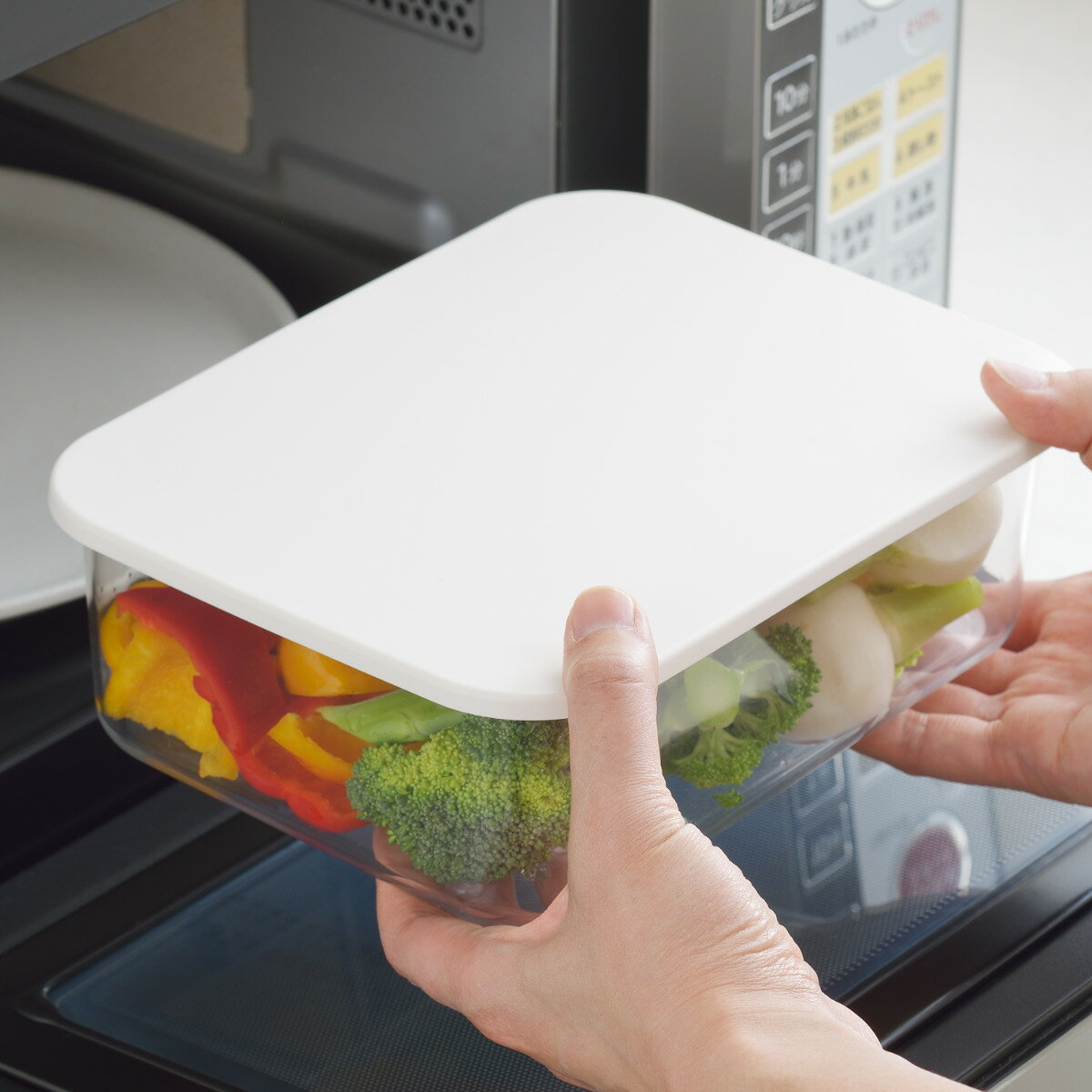 保存容器 2.1L レンジコンテナ ザル付き 大 （ プラスチック 電子レンジ対応 冷凍 日本製 ザル ざる 水切り 弁当箱 プラスチック容器 フードコンテナ 作り置き 下ごしらえ 常備菜 おかず 食品保存 スタッキング シンプル 2100ml ）【39ショップ】