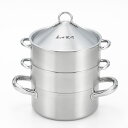 飲茶蒸し鍋 16cm 3段 IH対応 ステンレス製 日本製 菰田欣也監修 ( ガス火対応 蒸し鍋 三段蒸し器 スチーマー 16センチ 両手鍋 3段蒸し器 蓋付き...