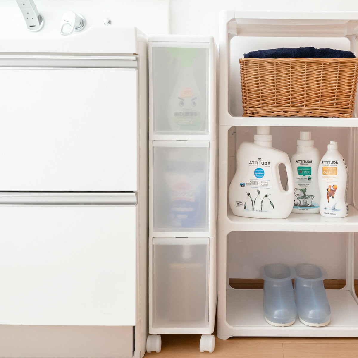 キッチンストッカー 幅17cm 3段 キャスター付き スリムストレージ TS-30 （ キッチン収納 隙間収納 スリム ストッカー ラック サニタリー プラスチック製 シンク横収納 引き出し すき間収納 洗面所 脱衣所 キッチン 収納 ）【39ショップ】