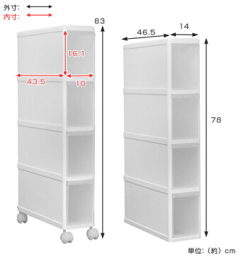 スリムストレージ ファイントールストッカー FTS-4 収納ストッカー 14cm|キッチン収納 キッチンストッカー 隙間収納 スリムキッチンラック リムストッカー シンク横収納 洗面所 脱衣所 プラスチック製 洗濯機 ランドリー すき間収納 幅14 すきま収納 収納家具