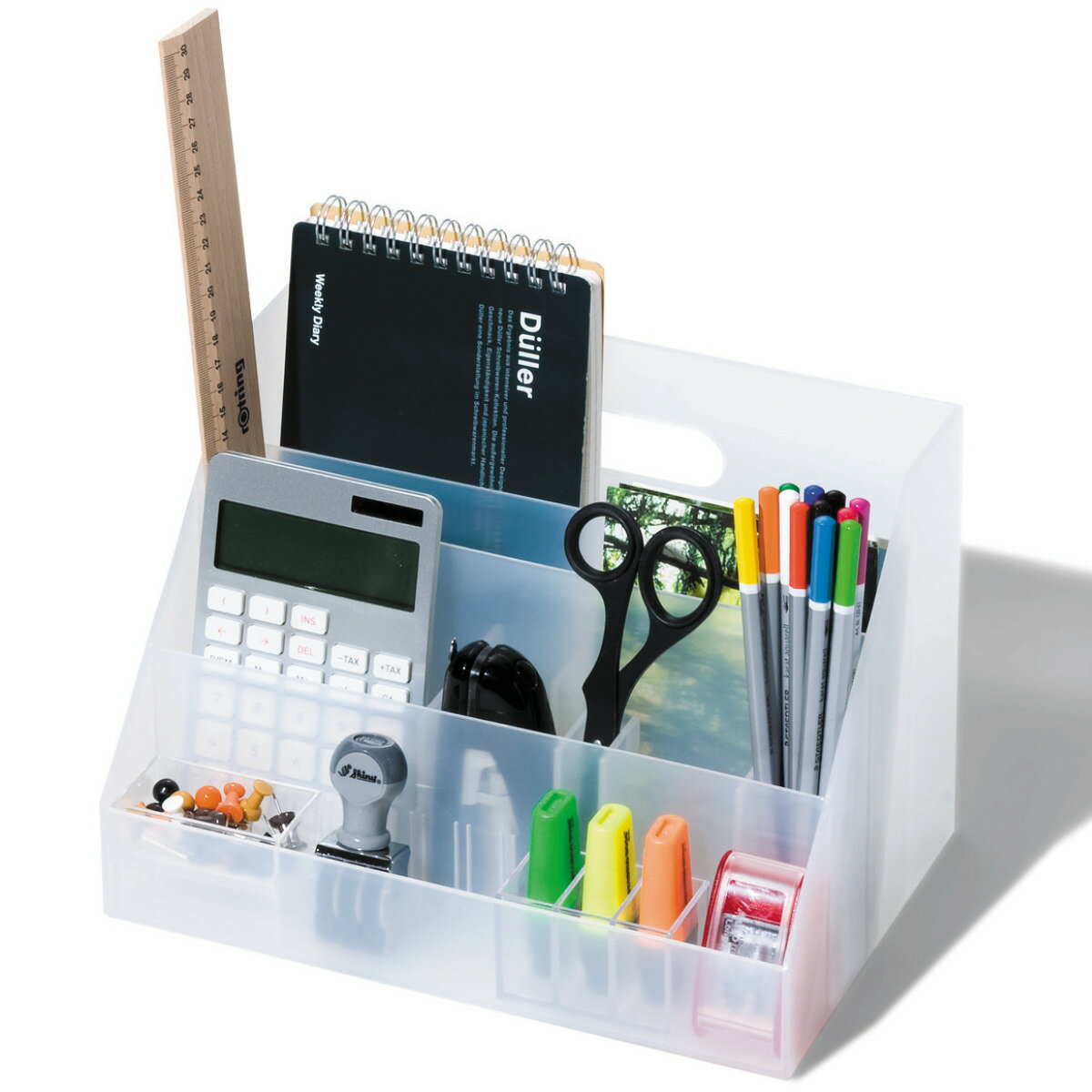 小物収納 プラスチック 卓上収納 MX-02 A4 サイズ 収納ボックス 日本製 ( 収納 小物 小物入れ ペン立て 仕切り付き 小物ボックス付き デスク収納 ...