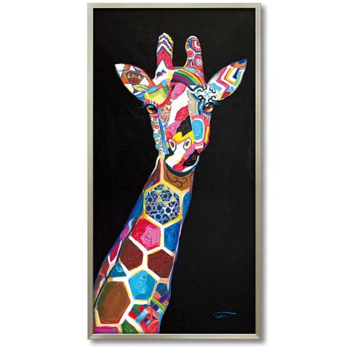 アートパネル オイルペイントアート 『ジラフ シック』 53×103cm （ 絵画 絵 アー...