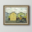 アートパネル サムトフト 『朝食たべに行こう!』 72.5×55.5cm ( 絵画 絵 アート インテリア 額 額入り 壁掛け 犬 動物 自転車 ポスター アートフレーム アートポスター ウォールアート パネル 額付き かわいい )【39ショップ】
