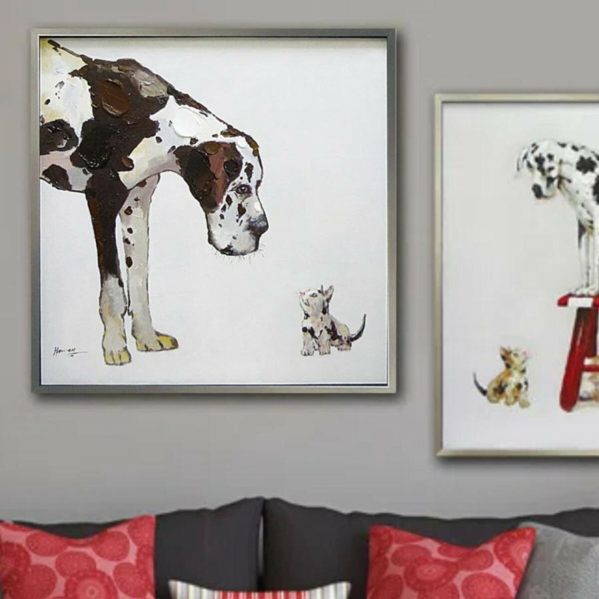 オイル ペイント アート「ベスト フレンド」 （ 絵画 絵 アート インテリア 額 額入り 壁掛け 油絵 犬 猫 ポスター アートフレーム アートポスター ウォールアート パネル 額付き ）【39ショップ】