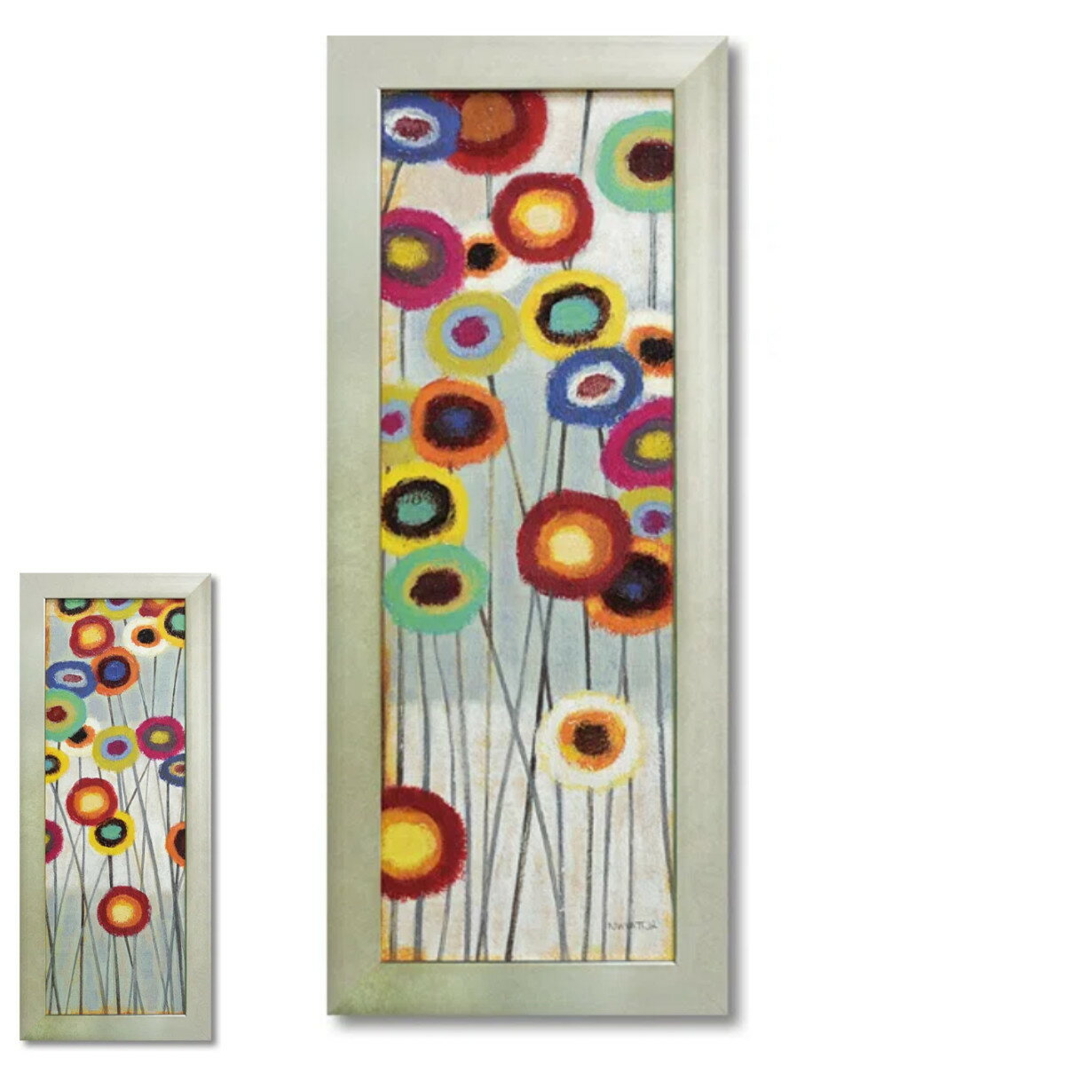 アートパネル ノーマン ワイアット ジュニア 『ファン フローラル』 43×105cm （ 絵画 絵 アート インテリア 額 額入り 壁掛け おしゃれ ゲル加工 花 縦長 ポスター アートフレーム アートポスター ウォールアート 額付き 華やか ）【39ショップ】