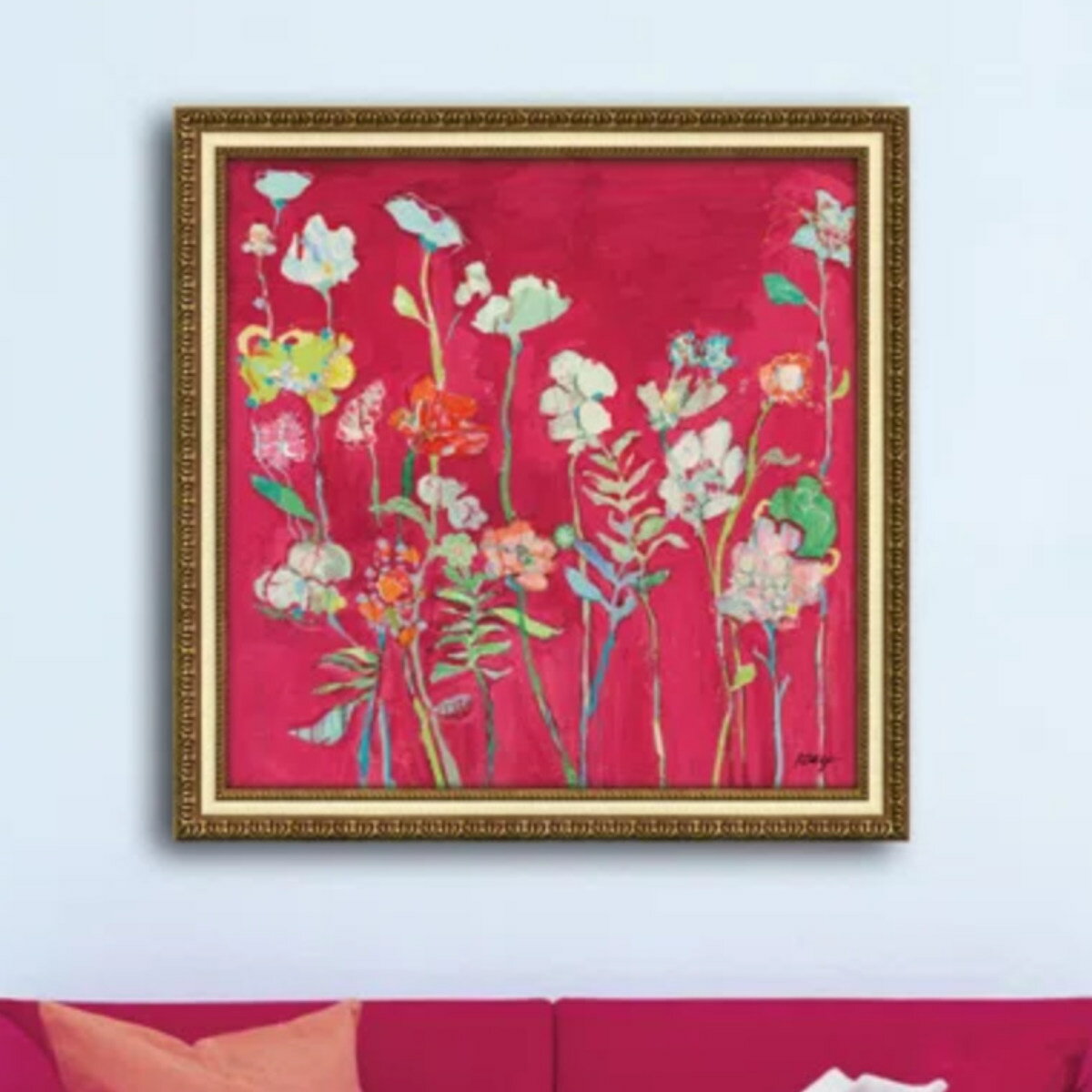 アートパネル ケリー デイ 『リッチネス フラワーズ』 68×68cm （ 絵画 絵 アート インテリア 額 額入り 壁掛け おしゃれ ゲル加工 花 ポスター アートフレーム アートポスター ウォールアート パネル 額付き 華やか ）【39ショップ】
