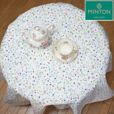 ミントン　テーブルクロス　MINTON 撥水加工ハドンホールアニバーサリー　サイズ直径約130cmの円形コットン100％　綿　日本製
