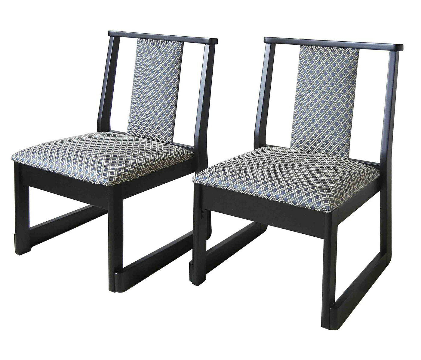 和室用椅子　畳用椅子　座面までの高さ約35cm 格子柄　「2脚セット」積み重ね式　(高座椅子) いす　イス　和風