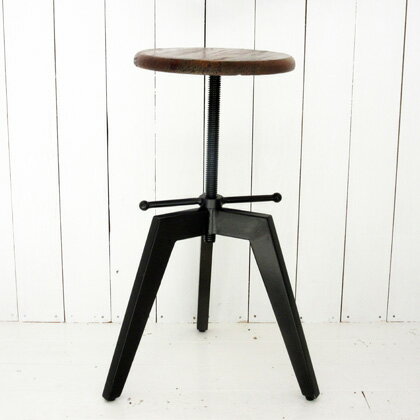 スツール 椅子 いす イス クランク式 高さ調節可能 古材 スチール インダストリアル かっこいい 補助椅子