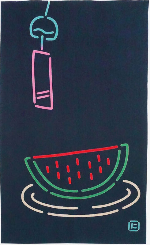 にじゆら 手ぬぐい ネオンサイン すいかと風鈴 [everyday 60 tenugui]