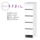 サニタリーすきまくん 幅30〜40cm 奥行52cm 高さ113cm 引出し 5段 5H 【代引き不可】