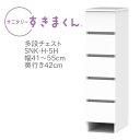 サニタリーすきまくん 幅41〜55cm 奥行42cm 高さ113cm 引出し 5段 5H 【代引き不可】