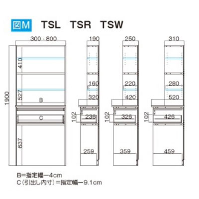 サニタリーすきまくん 幅41～55cm 奥行32cm 高さ190cm 上台扉 下台スライド TSL TSR【代引き不可】 2