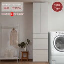 薄型 突っ張り ランドリーラック 60幅 扉+引出しタイプ KU-0011 【代引き可能】