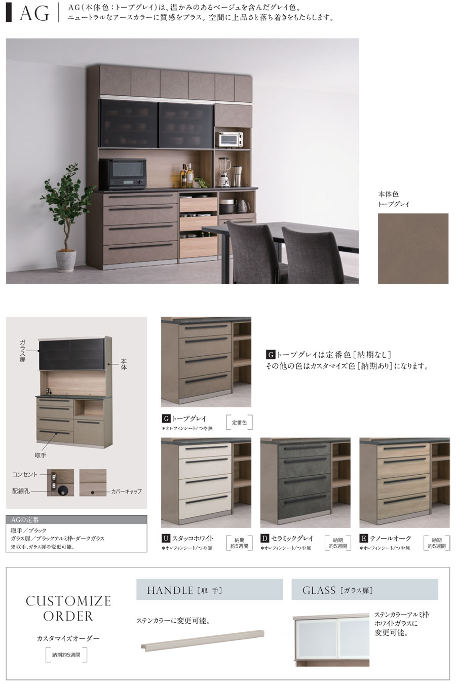 綾野製作所 AGシリーズ 食器棚 キッチンボード 上置 フラップ扉 耐震パネル付 幅100 高さ10〜20 AG-100PFZ【条件付き一部地域開梱設置無料】