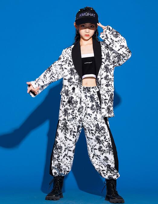 カジュアルスーツセット 女の子ダンス 衣裳子供ジャズ ヒップホップ 演出服 ダンス衣装 ベスト パンツ hiphop jazz ステージ衣装子供ヒップホップダン...