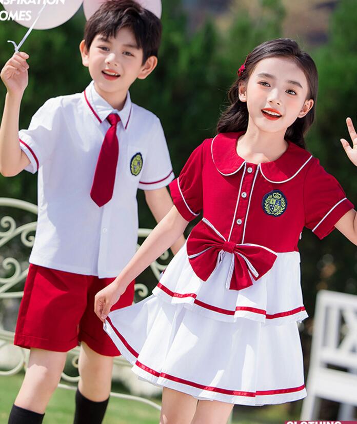 子供ダンス衣装 ワンピース イギリス風子供学園服 シャツ ダンス衣装 カジュアルパンツスーツセット トップス＋パンツダンス衣装 プリーツスカート /女の子男の子ダンス衣装 団体服ステージ 半袖ワイシャツ 発表会舞台演出服 卒業式半袖 合唱団100-180cm