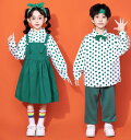 春秋冬 サロペットスカート子供ダンス衣装 男子 女子 団体服チアガール衣装 キッズ ドット柄長袖シャツ チアダンス 応援服 ロングパンツ 男女お揃い小学生 中学生 合唱 団体服 運動会 体育祭学園祭 入学式 卒業式 園服イベント ダンス衣装 舞台 ステージ 衣装 100-180cm