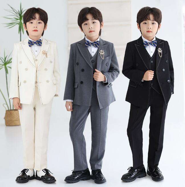 キッズスーツセット 子供 春秋冬フォーマルスーツ 男の子 3色スーツ 長袖シャツ タキシード ベスト コート 結婚式 紳士服 入学式 卒業式 お試験 礼服 ピア...