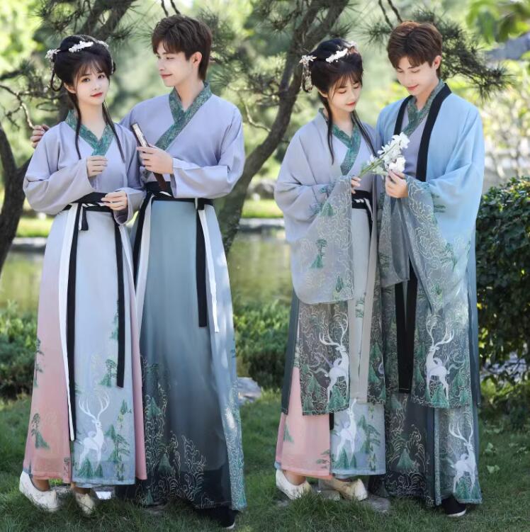 チャイナー服 カップル漢服唐装3点セット 仮装 変装 プリント 男女兼要 袴風漢服 ハロウインコスプレ 振袖羽織付き 小袖トップス 撮影服 交差襟 古代衣装 華やか 中国古代 華流 舞台 ステージ 衣裳 コスチューム 舞台劇 演出服 撮影衣装 仮装 コスチューム 団体服S-XL