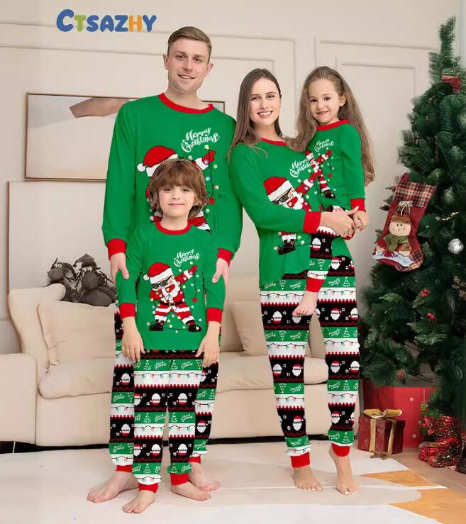 クリスマスパジャマ　親子ペアクリスマス衣装 子供パジャマ クリスマス元素プリント サンタクロース柄..