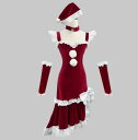 レディースメイドドレス クリスマスドレス レディース クリスマス コスプレ衣装 女性 サンタコス 膝丈 細身 クリスマスドレス イレギュラー裾 赤Lolita ...