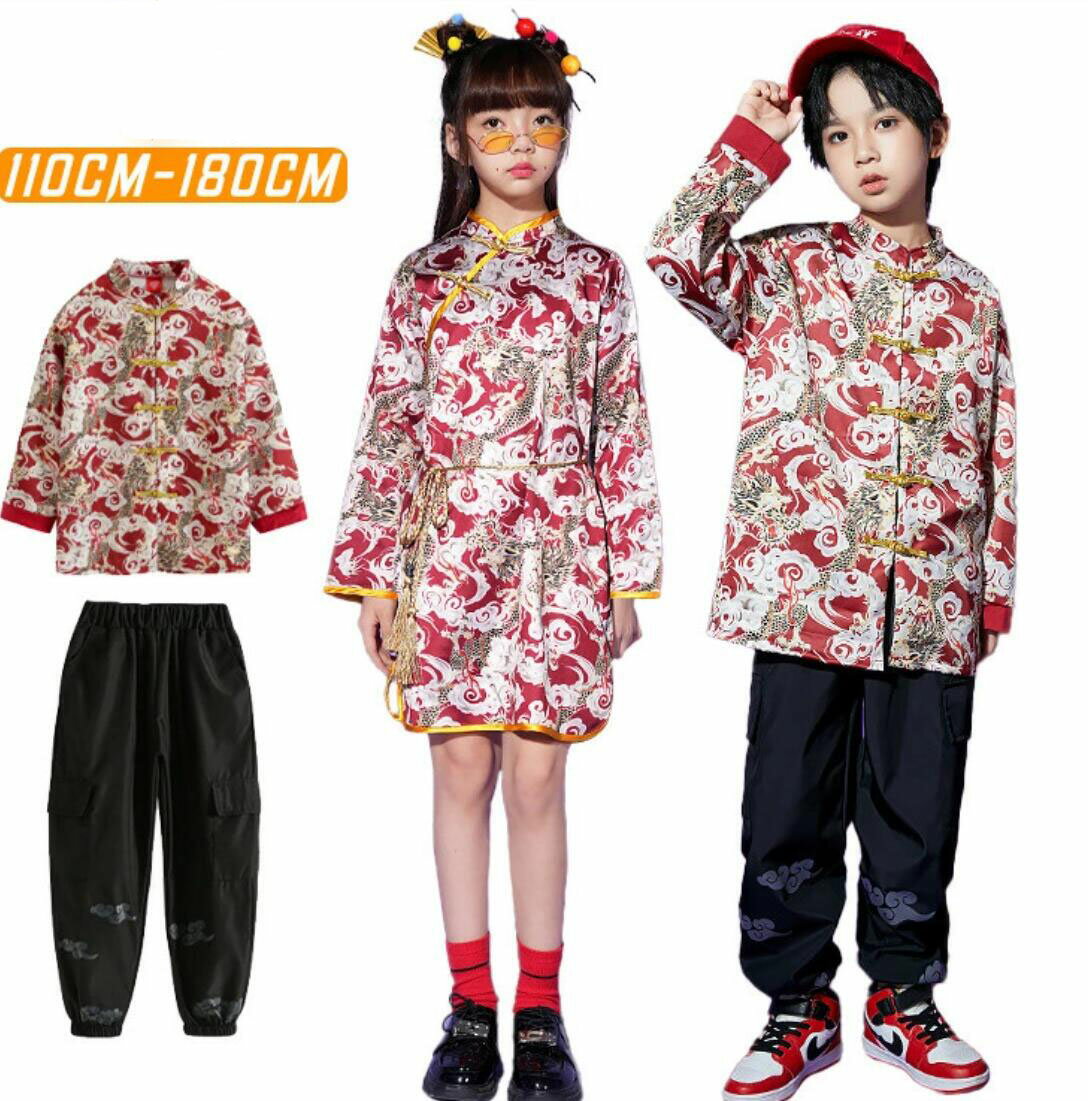 チャイナドレス 唐装 黒 パンツ 古典 キッズ ダンス衣装 中華風 セットアップ 上下セット おしゃれ 女..