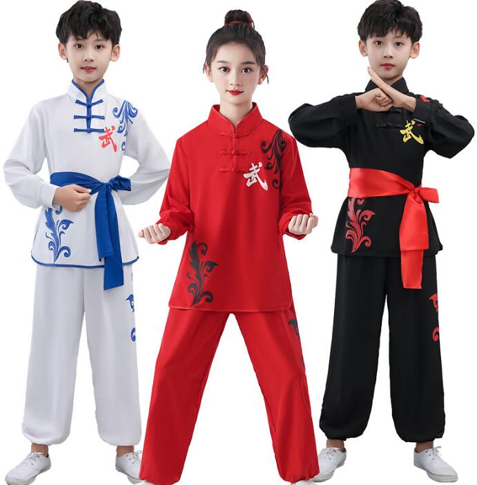 子供ダンス衣装 武術 太極拳 ウエア 3点セット 長袖 武字プリント 大人 ロングパンツ 男女兼用 太極拳服 団体服 ステージ衣装 拳法 カンフー 表演 演舞 ...