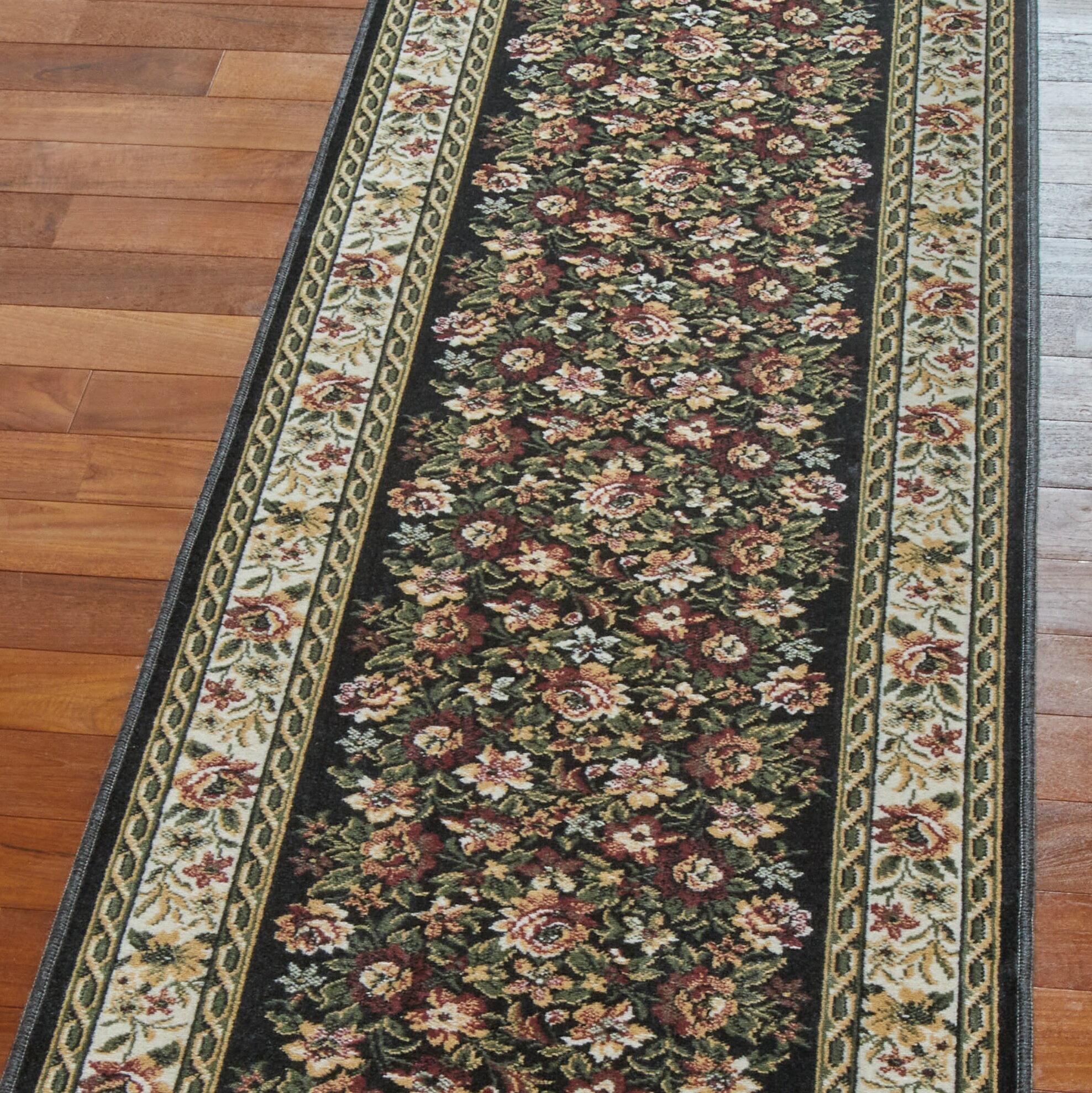Rakuten - 廊下 ロングカーペット 高級モケット織廊下敷き 67×700cm ブラック 日本製 クラシカルデザイン廊下敷き 廊下敷きカーペット 67×700cmブラック