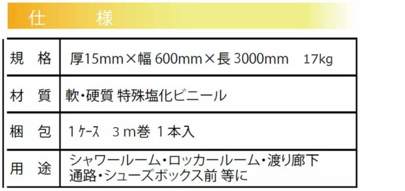 【最大10000円クーポン+ポイント】ロールスノコ2 コンパクトに巻き込み移動ができる 厚15mm×幅60cm×長3m シャワールーム・ロッカールーム・渡り廊下・通路・シューズボックス前 等に(1巻) [3]