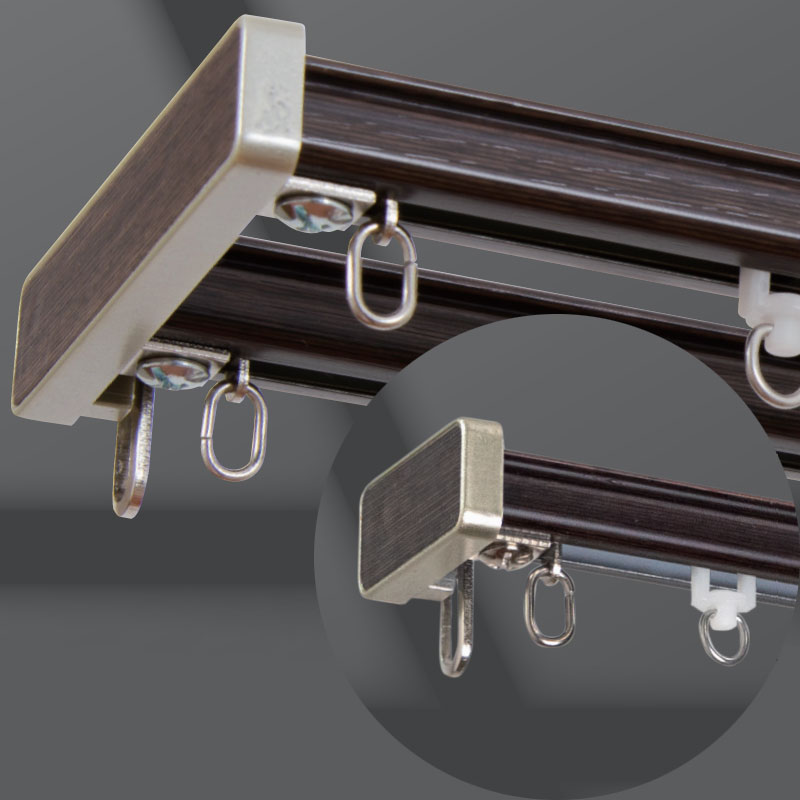 【送料無料】木目調 伸縮レール ディアスクロス 2m ダブル 1.2〜2.0m 伸縮カーテンレール