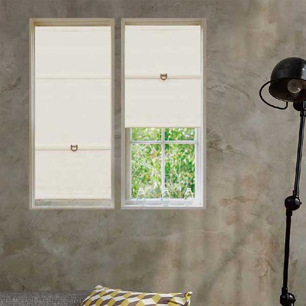 コードレス ローマンシェード カーテンレールに取付 ねじ不要な突っ張り取付 フックで取付 遮光タイプ ●幅45×高さ120cm アイボリー