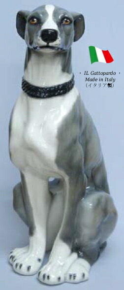 グレーハウンド 置物 オブジェ h6-74gr 【送料無料】 イタリア 陶器 動物 雑貨 犬 イヌ