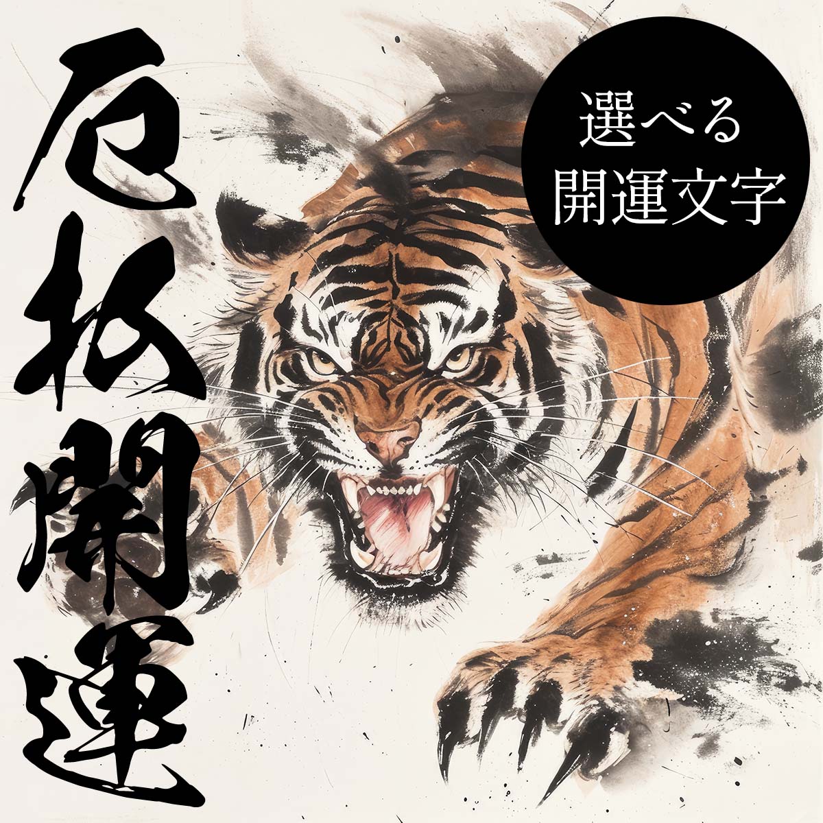Rakuten - 【選べる文字】守護神 とら 虎 獅子 干支 タイガー 開運 正方形ポスター ご利益 魔除け 厄払い 後厄 前役 グッズ 四角 リフォーム スクエア インテリア デザイン プリント 絵画 店舗 お洒落 かっこいい【mj-poster-101】