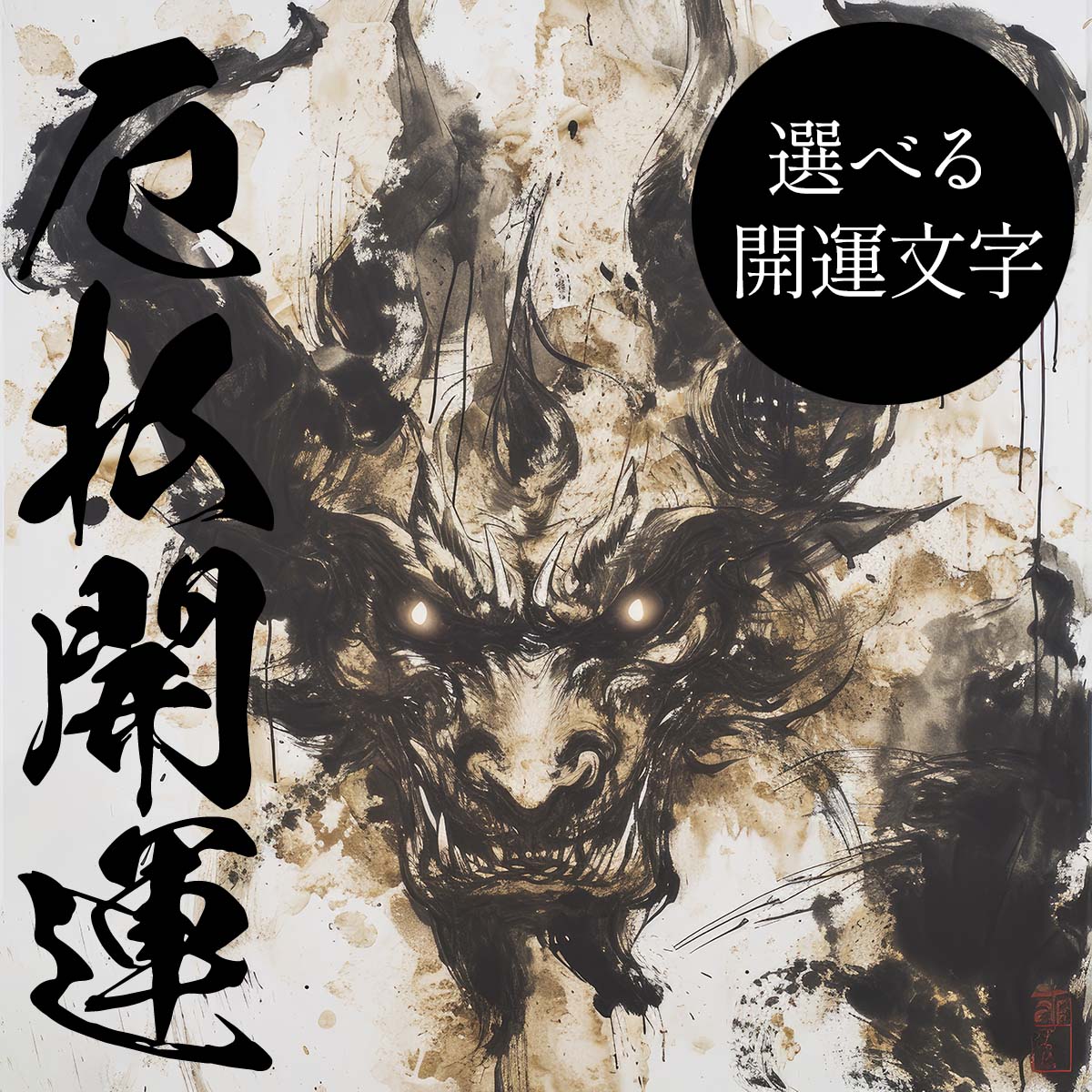 守護神 鬼神 開運 正方形ポスター ご利益 魔除け 厄払い 後厄 前役 グッズ 四角 デザイン ポスター ス..