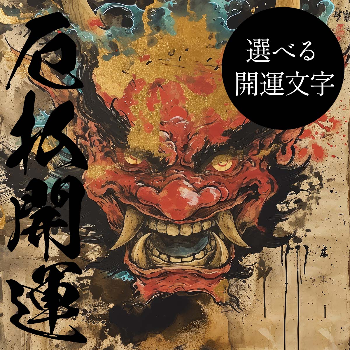 Rakuten - 守護神 鬼神 開運 正方形ポスター ご利益 魔除け 厄払い 後厄 前役 グッズ 四角 デザイン ポスター スクエア 5センチ刻みでサイズ豊富 インテリア デザイン プリント 絵画 オフィス 住宅 店舗 お洒落 かっこいい【mj-poster-9】