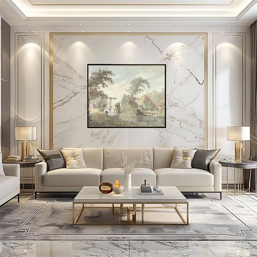 ポスター 名画 絵画 横 a0 a1 a2 a3 a4 b0 b2 b1 b3 b4 農場と跳ね橋 オランダ 風景 インテリア おしゃれ デジタルリマスター 【bn-poster-5423】 2