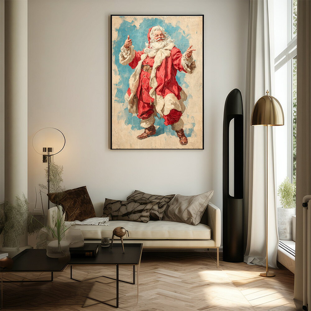 Christmas サンタクロース サンタ イベント パーティー 北欧 Xmas トナカイ 絵画 イラスト ポスター インテリア おしゃれ プリントポスター フォト イラスト 【lm-poster-7193】 2