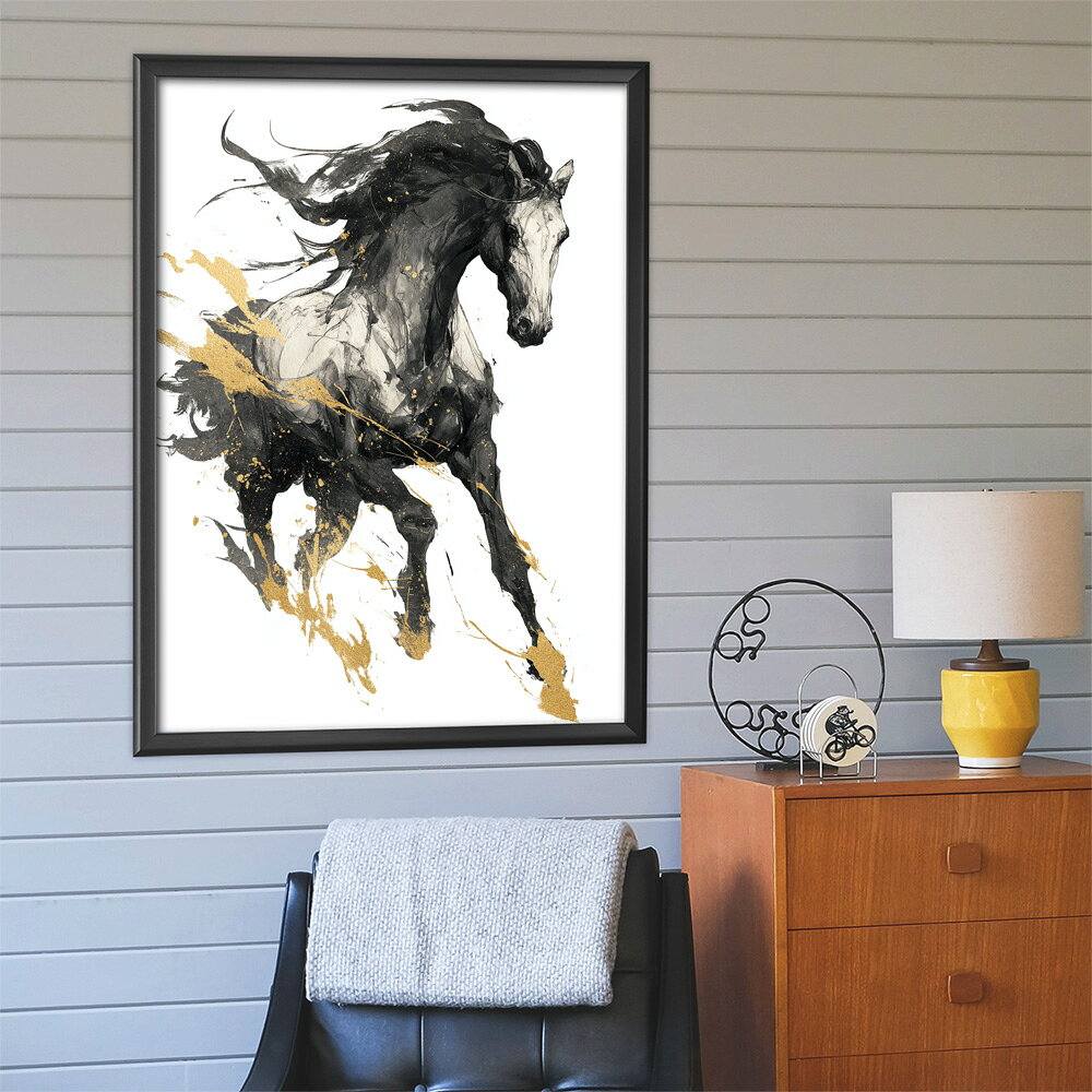 ポスター 馬 アートポスター おしゃれ 絵画 風 イラスト 日本画 浮世絵 風 インテリア 壁掛け モダン 和モダン リビング 玄関 寝室インテリア おしゃれ プリントポスター フォト イラスト お洒落 特大 大きい【km-poster-1540】 2