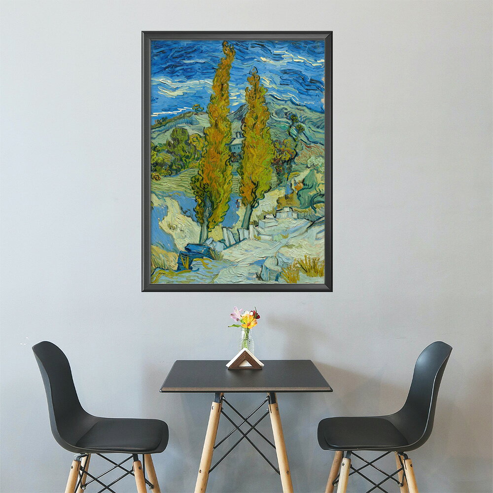 ゴッホ 風景画 Two Poplars in the Alpilles near Saint-R?my【Vincent van Gogh】(1889)絵画 ポスター デジタルリマスター 名画 絵 復刻 油絵 水彩【bn-poster-7876】 2