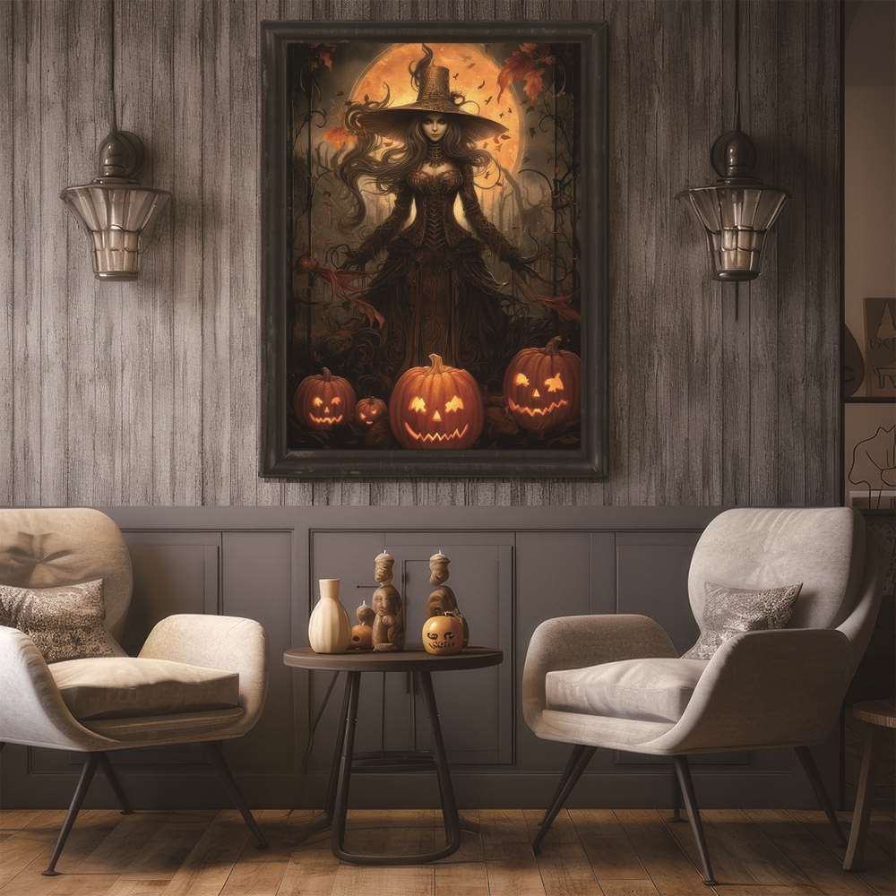 ハロウィン ハロウィーン 仮装 ポスター アートプリント ポスター インテリア パンプキン ジャックオーランタン ハロウィーン オレンジ 縦【si-poster-377】 2