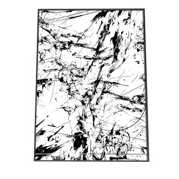 【送料無料】選べるサイズ A3サイズ(約30×42cm) インテリア オシャレ ファッションポスター アート ペイント 絵具 白 黒 モノクロ モノトーン 油絵 リビング 玄関 絵画 オイル モダン 不思議 シンプル