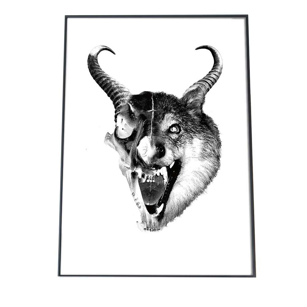 アートプリント ポスター インテリア アート シンプル モダン 狼 オオカミ 角 遠吠え 動物 アニマル ス..